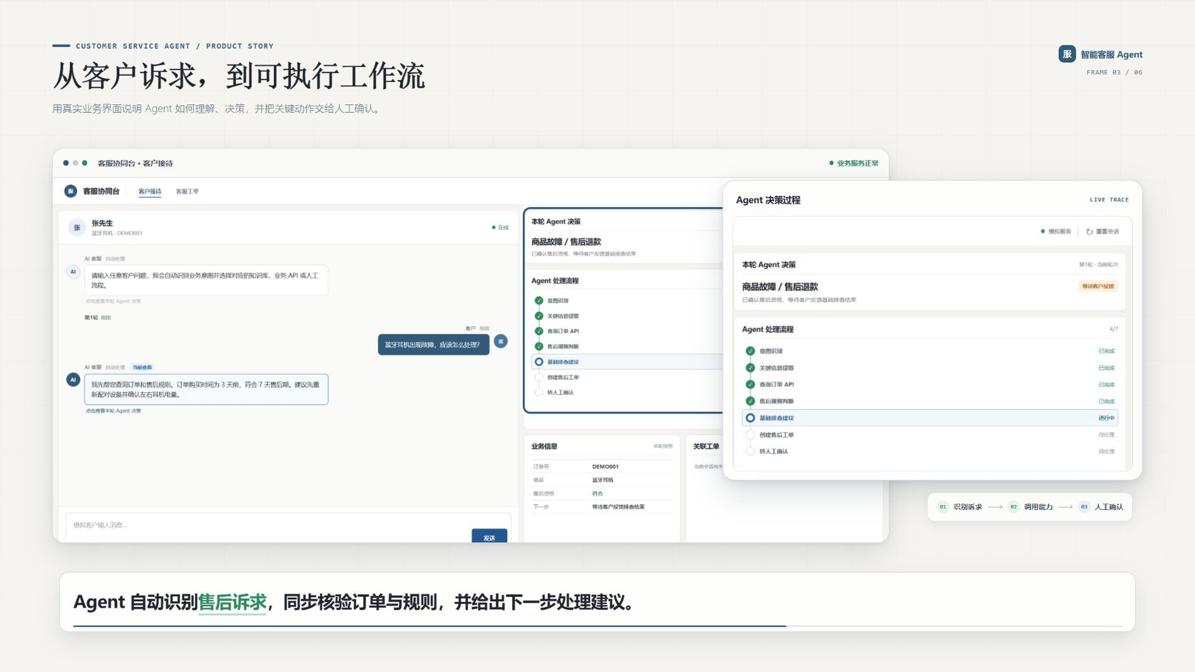 AI 智能客服助手项目业务界面